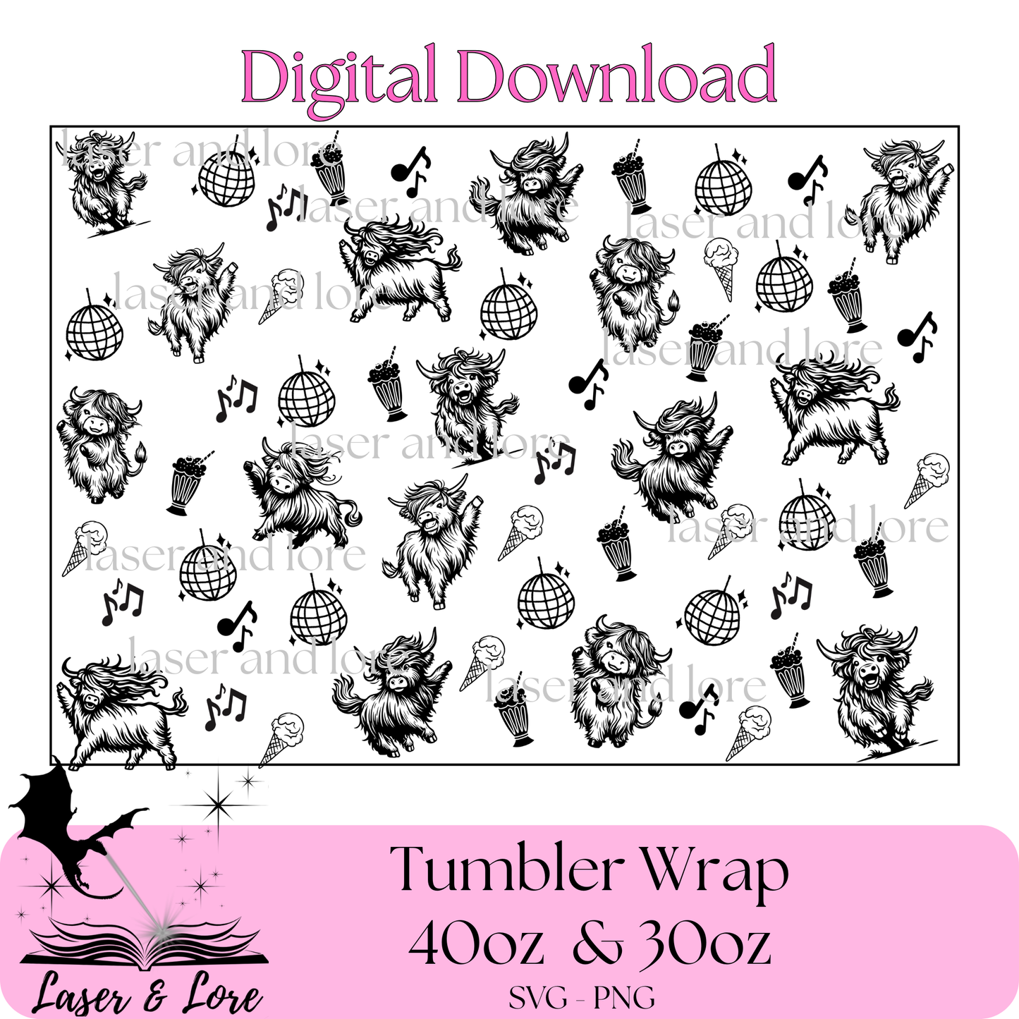 Moo'vin and Shakin Dancing Highland Cow Design - Digital Download