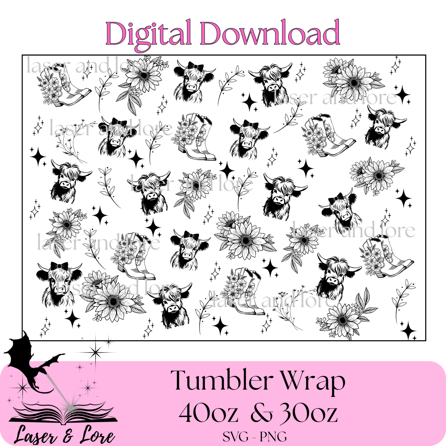 Highland Cows, Sunflowers & Boots - Digital Download