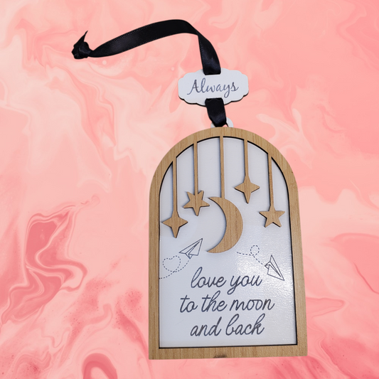 To the Moon & Back – Wooden Hanging Keepsake with Story Card