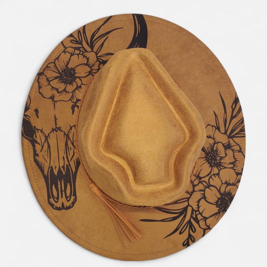 Floral Longhorn  - Engraved Hat