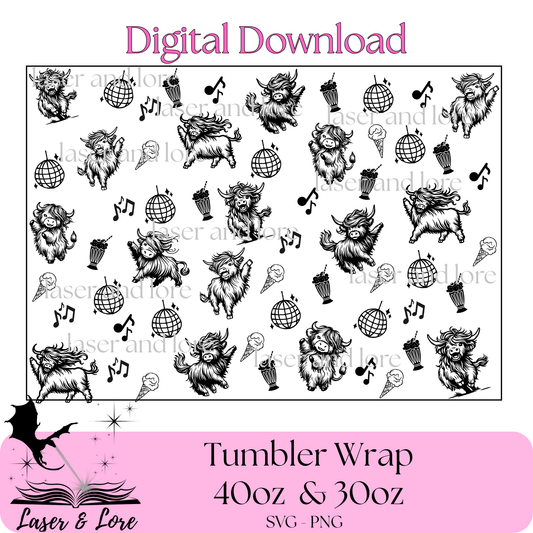 Moo'vin and Shakin Dancing Highland Cow Design - Digital Download