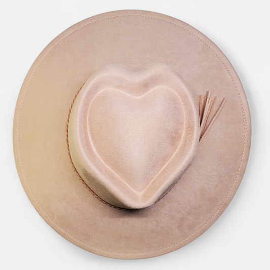 Wide Brim Heart Topper - Vegan Suede Laser Blank