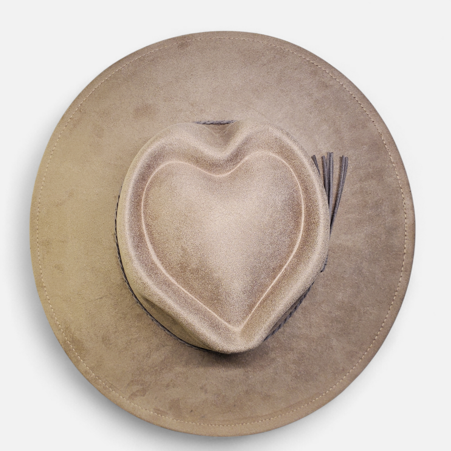 Wide Brim Heart Topper - Vegan Suede Laser Blank