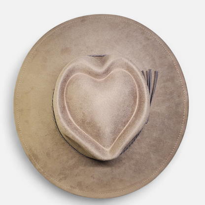 Wide Brim Heart Topper - Vegan Suede Laser Blank
