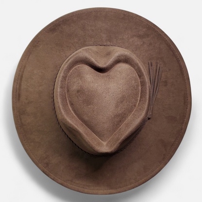 Wide Brim Heart Topper - Vegan Suede Laser Blank