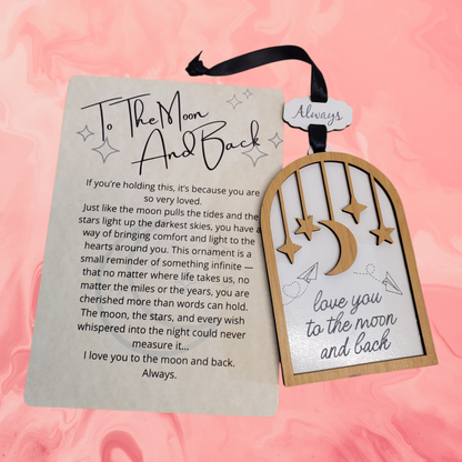 To the Moon & Back – Wooden Hanging Keepsake with Story Card