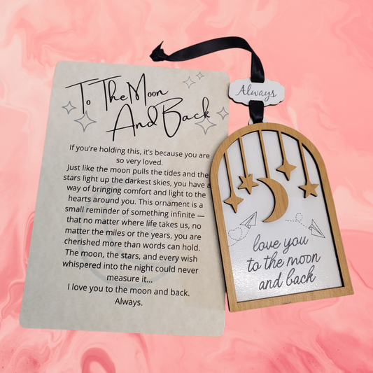 To the Moon & Back – Wooden Hanging Keepsake with Story Card