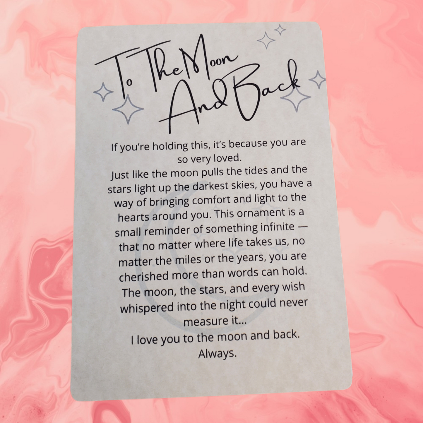 To the Moon & Back – Wooden Hanging Keepsake with Story Card