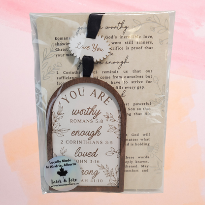 You Are Worthy – Wooden Hanging Keepsake with Story Card